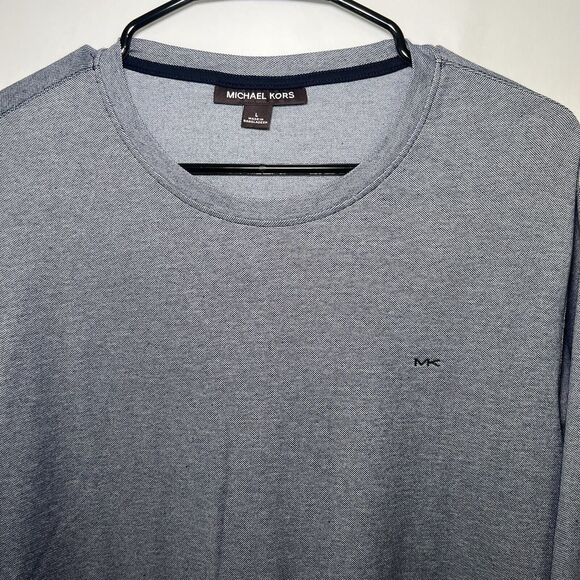 Michael Kors Crew Neck Pullover Sweater Mens Size L Large Blue Long Sleeve MK - Picture 2 of 8